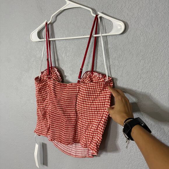 Red Gingham Spaghetti Strap Top - Picture 3 of 10